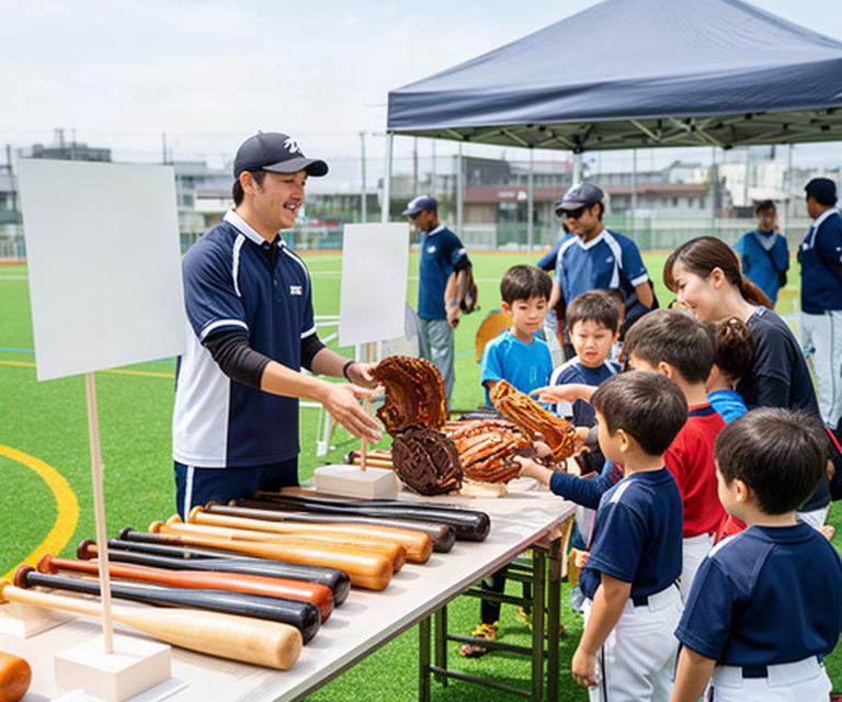 室蘭の地域スポーツイベントで用品を紹介するスタッフ