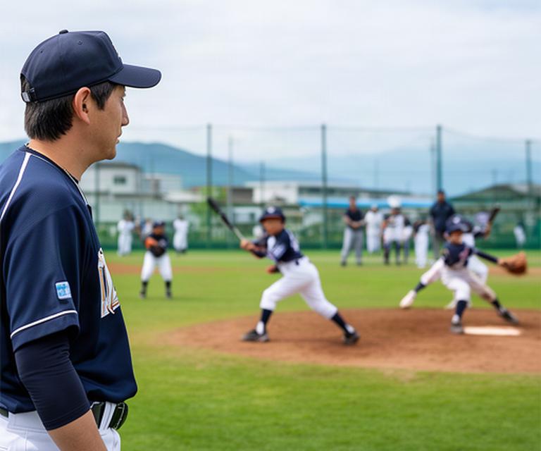 室蘭市内の少年野球大会で選手を見守るスタッフ
